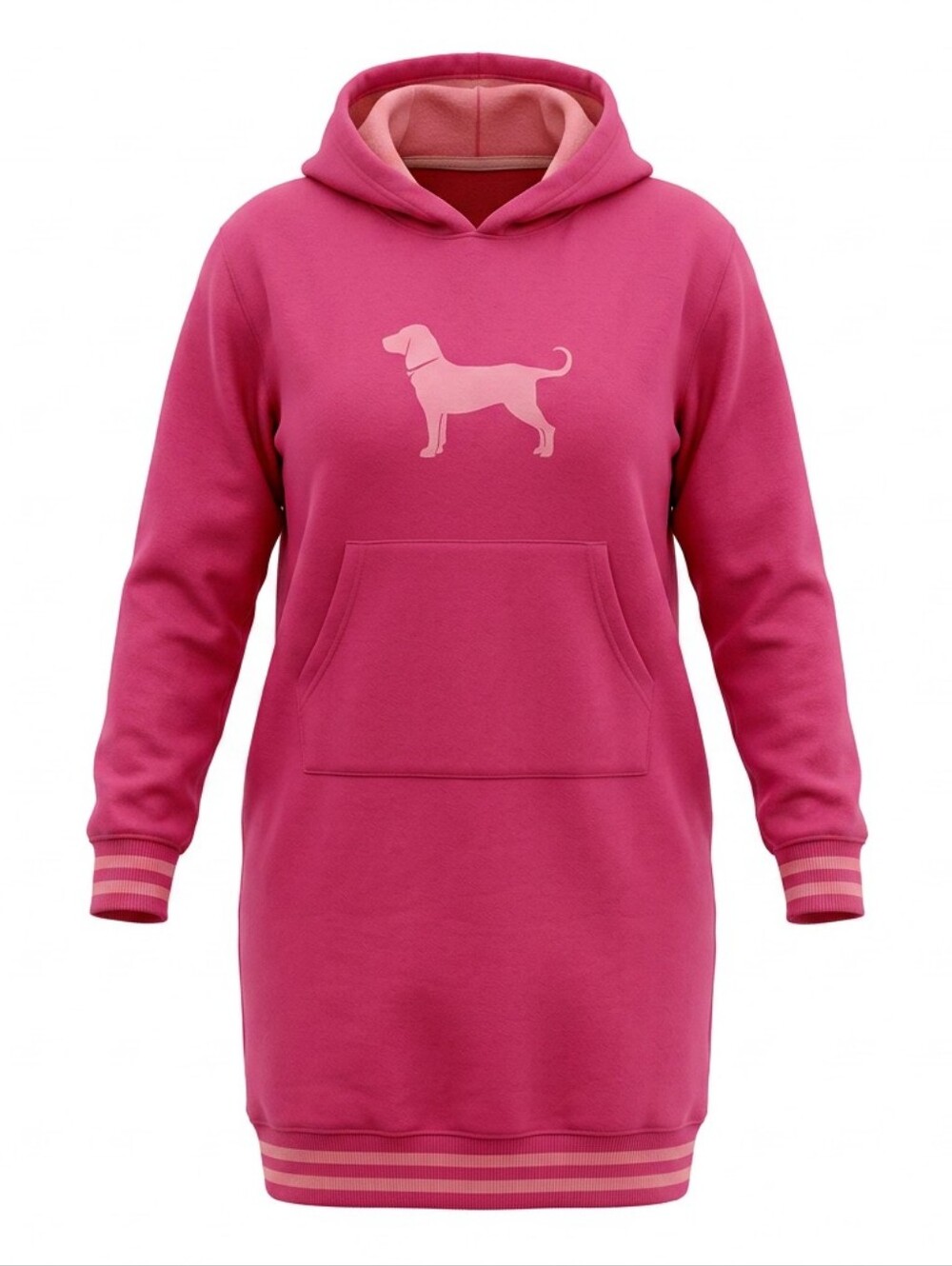 The Black Dog SZ L/XL Long Sleeve Hooded Sweatshirt Dress Pink Oversized‎